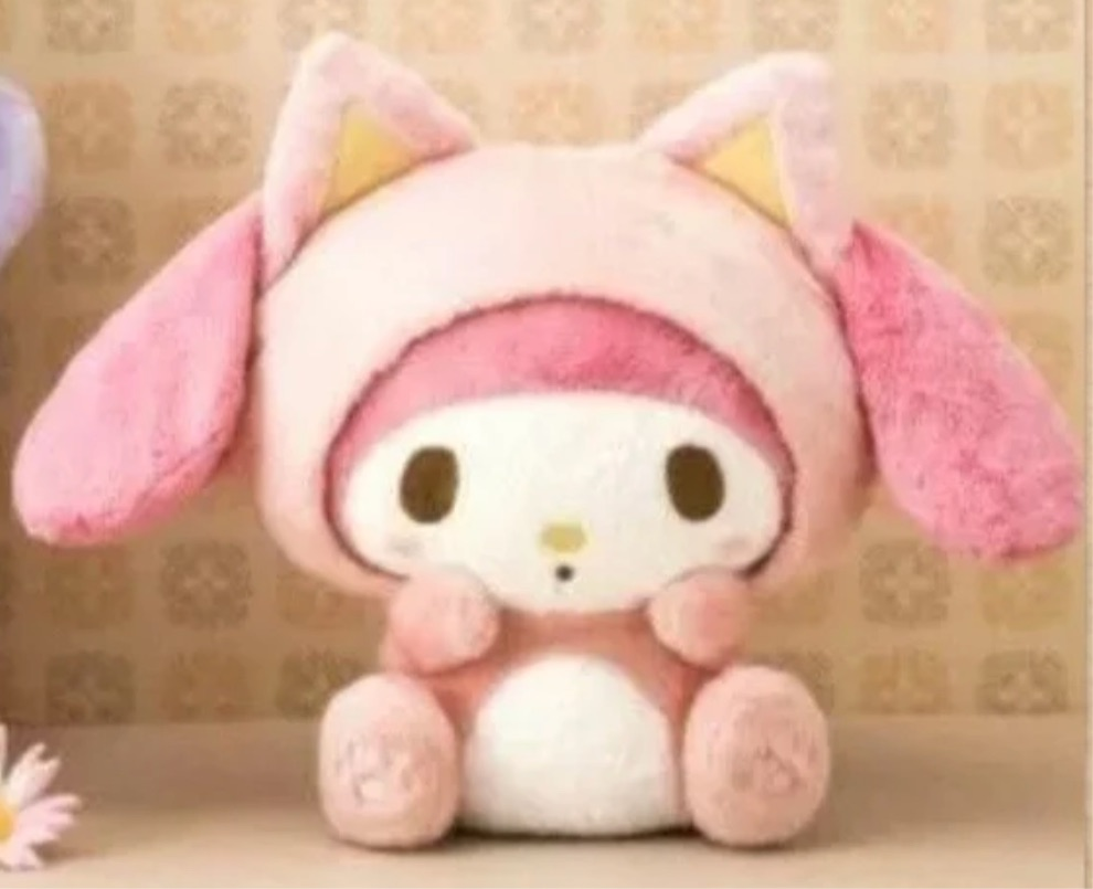 Kuromi and My Melody Cat Nakayoshiko Nekoneko Big Plush 25cm Japan