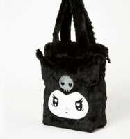 Kuromi Fluffy Fur Drawstring Tote Bag Sanrio Japan