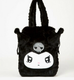 Kuromi Fluffy Fur Drawstring Tote Bag Sanrio Japan