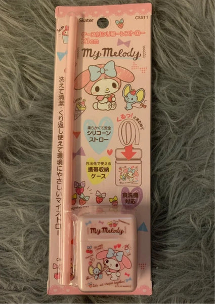 My Melody ECO Pink Straw with Case Set Japan
