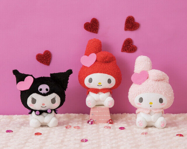 My Melody and Kuromi Fluffy Heart Series Plush 19cm Japan